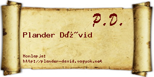 Plander Dávid névjegykártya